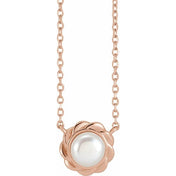 14K Rose Cultured White Freshwater Pearl 18" Necklace