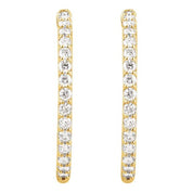 14K Yellow 2 CTW Natural Diamond Inside-Outside 29.5 mm Hinged Hoop Earrings