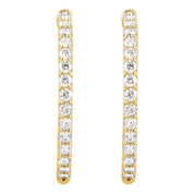 14K Yellow 2 1/10 CTW Lab-Grown Diamond Inside-Outside 29.5 mm Hoop Earrings
