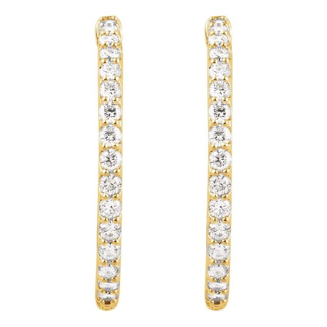 14K Yellow 2 1/10 CTW Lab-Grown Diamond Inside-Outside 29.5 mm Hoop Earrings