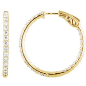 14K Yellow 2 1/10 CTW Lab-Grown Diamond Inside-Outside 29.5 mm Hoop Earrings