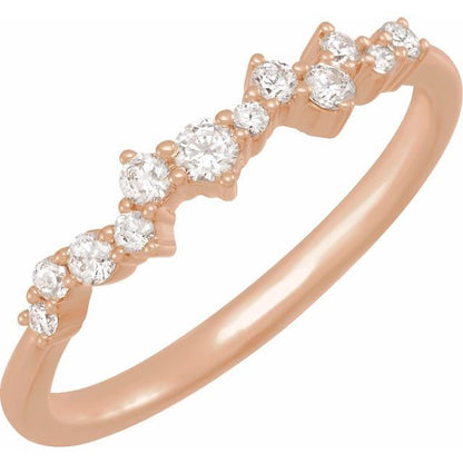 14K Lab-Grown Diamond Scattered Stackable Ring - 1/4 CTW