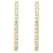14K Yellow 3 CTW Natural Diamond Inside-Outside 34.5 mm Hinged Hoop Earrings