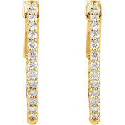 14K Yellow 1 CTW Natural Diamond Inside-Outside 26.5 mm Hinged Hoop Earrings