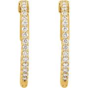 14K Yellow 3/4 CTW Natural Diamond Inside-Outside 23 mm Hinged Hoop Earrings