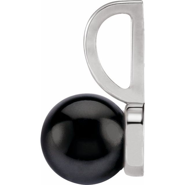 Sterling Silver Cultured Black Akoya Pearl Charm/Pendant