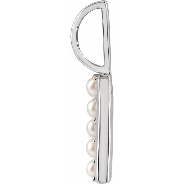 14K White Cultured White Freshwater Pearl Initial A Charm/Pendant