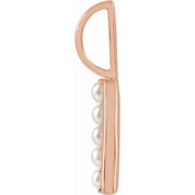 14K Rose Cultured White Freshwater Pearl Initial A Charm/Pendant