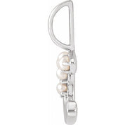 14K White Cultured White Freshwater Pearl Initial C Charm/Pendant