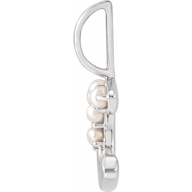 14K White Cultured White Freshwater Pearl Initial C Charm/Pendant