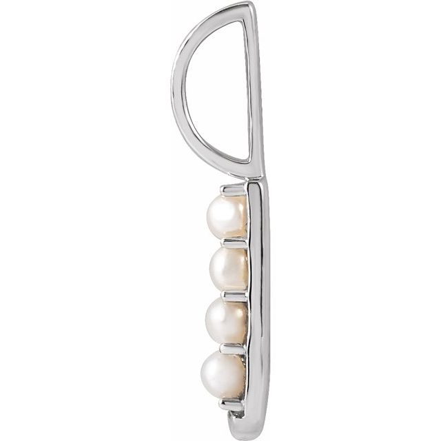 14K White Cultured White Freshwater Pearl Initial J Charm/Pendant