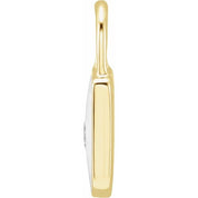 14K Yellow .035 CT Natural  Diamond & White Enamel Lock Charm/Pendant
