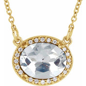 14K Yellow Imitation White Diamond & .04 CTW Natural Diamond 16 1/2" Necklace