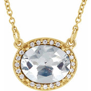 14K Yellow Imitation White Diamond & .04 CTW Natural Diamond 16 1/2" Necklace