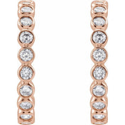 14K Rose 3/8 CTW Lab-Grown Diamond 14 mm Hoop Earrings