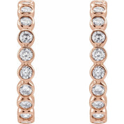 14K Rose 3/8 CTW Lab-Grown Diamond 14 mm Hoop Earrings