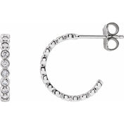 14K White 3/8 CTW Lab-Grown Diamond 14 mm Hoop Earrings
