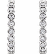 14K White 3/8 CTW Lab-Grown Diamond 14 mm Hoop Earrings