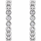 14K White 3/8 CTW Lab-Grown Diamond 14 mm Hoop Earrings