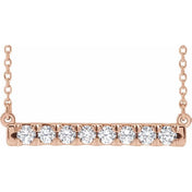 14K Rose 1/2 CTW Lab-Grown Diamond French-Set Bar 18" Necklace