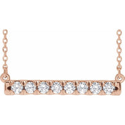 14K Rose 1/2 CTW Lab-Grown Diamond French-Set Bar 18" Necklace
