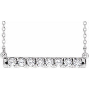 14K White 1/2 CTW Lab-Grown Diamond French-Set Bar 18" Necklace