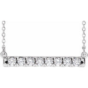 14K White 1/2 CTW Lab-Grown Diamond French-Set Bar 18" Necklace
