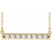 14K Yellow 1/2 CTW Lab-Grown Diamond French-Set Bar 18" Necklace