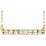 14K Yellow 1/2 CTW Lab-Grown Diamond French-Set Bar 18" Necklace