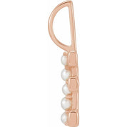 14K Rose Cultured White Freshwater Pearl Initial E Charm/Pendant