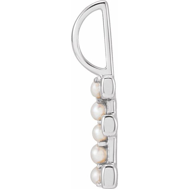 14K White Cultured White Freshwater Pearl Initial E Charm/Pendant
