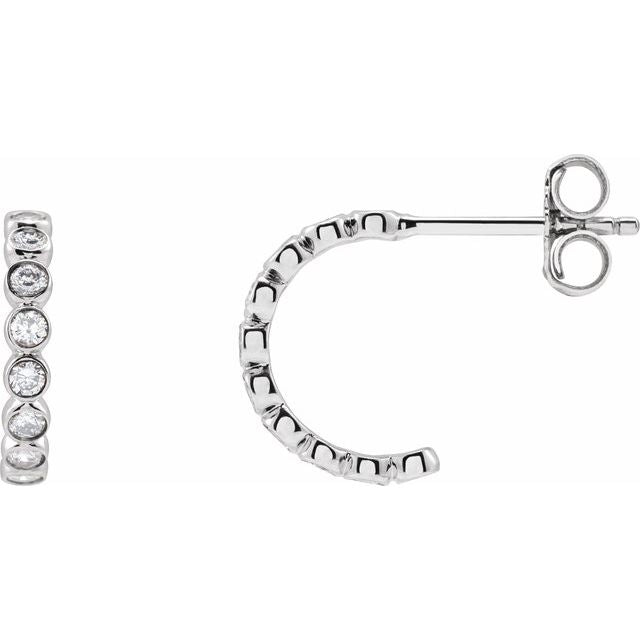 14K White 1/3 CTW Lab-Grown Diamond 11.1 mm Hoop Earrings