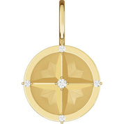 14K Yellow .03 CTW Natural Diamond Compass Charm/Pendant