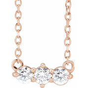 14K 1/5 CTW Natural Diamond Three-Stone 18" Necklace