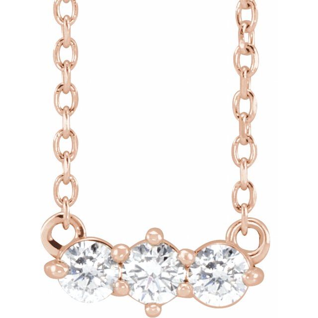 5 CTW Natural Diamond Three-Stone 18" Necklace