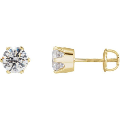 14K Yellow 6 mm Imitation White Cubic Zirconia Stud Earrings