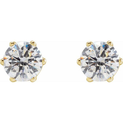 14K Yellow 6 mm Imitation White Cubic Zirconia Stud Earrings