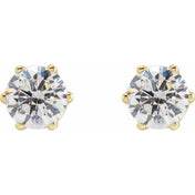 14K Yellow 6.5 mm Imitation White Cubic Zirconia Stud Earrings
