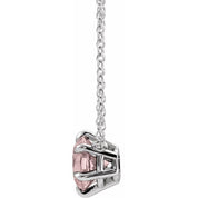 Sterling Silver Natural Pink Morganite Solitaire 18" Necklace