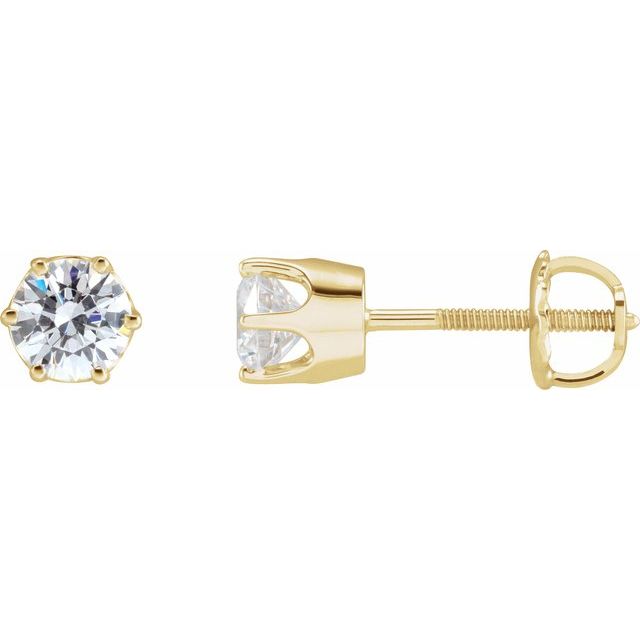 14K Yellow 5.2 mm Imitation White Cubic Zirconia Stud Earrings