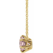 14K Yellow Natural Pink Morganite Solitaire 18" Necklace