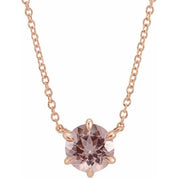 14K Rose Natural Pink Morganite Solitaire 18" Necklace