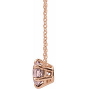 14K Rose Natural Pink Morganite Solitaire 18" Necklace