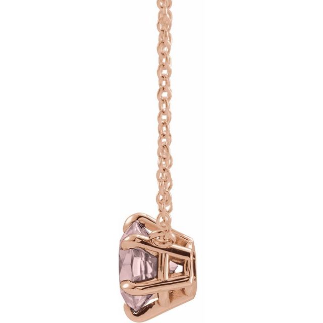 14K Rose Natural Pink Morganite Solitaire 18" Necklace