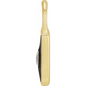 14K Yellow .035 CT Natural  Diamond & Black Enamel Lock Charm/Pendant