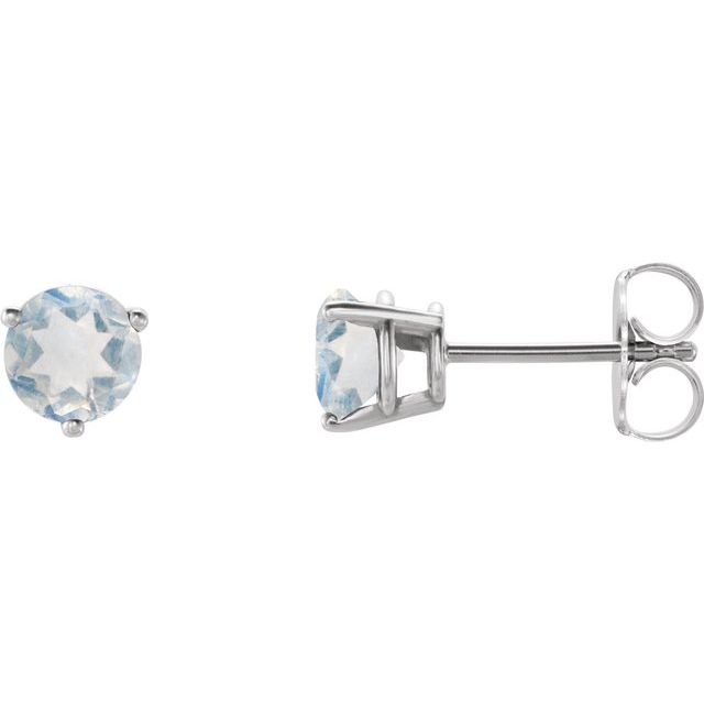 Sterling Silver Natural Blue Sheen Moonstone Earrings - Quality Set
