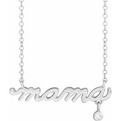 Platinum .015 CT Natural Diamond Mama 18" Necklace