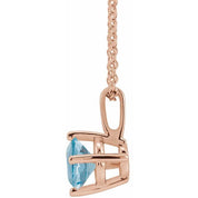 14K Rose 4 mm Natural Aquamarine Solitaire 16-18" Necklace