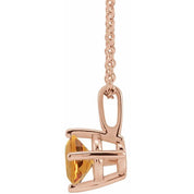 14K Rose 4 mm Natural Citrine Solitaire 16-18" Necklace