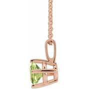 14K Rose 4 mm Natural Peridot Solitaire 16-18" Necklace